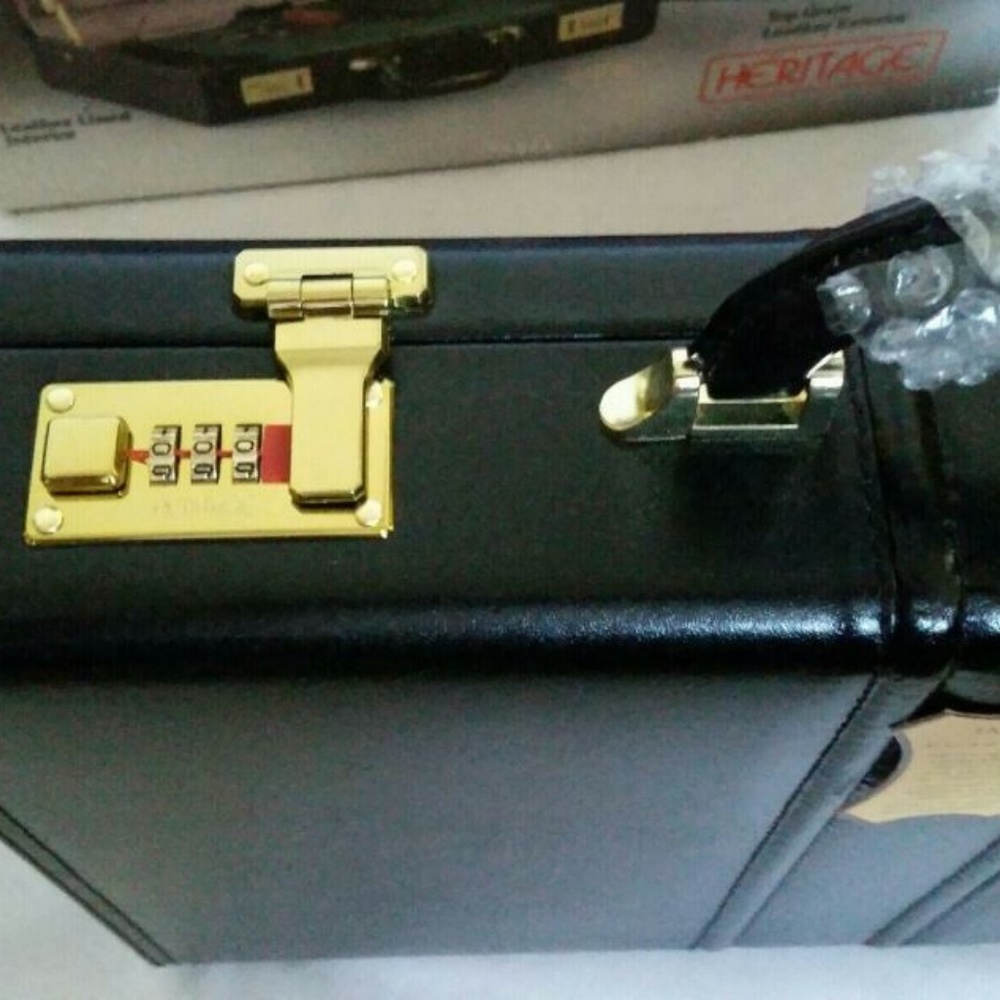 RARE Briefcase Black Leather Combination Brand New - Picture 4 of 8